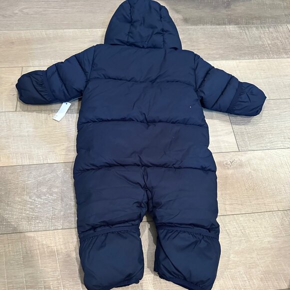 AMAZON ESSENTIALS BLUE 12 MONTH BABY PUFFER HOODED SNOW SUIT JACKET NEW - Picture 6 of 6